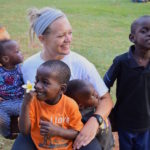 Katie with Ugandan children