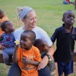 Katie with Ugandan children